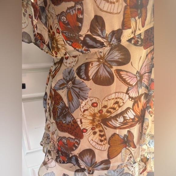 NWOT Moulinette Soeurs Anthropologie Silk Butterfly Blouse Flutter Sleeve Size 4 - Picture 4 of 9